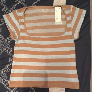 Urban Outfitters Tan Fitted Ribbed Blouse